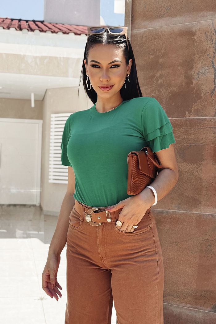 Blusa Elisa três babados - Verde Bandeira