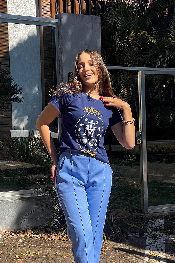 T-Shirt Ó maria - Marinho