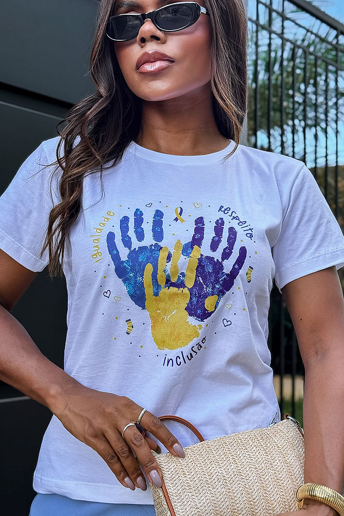 T-Shirt Down - Igualdade, respeito e inclusão DTF - Neve