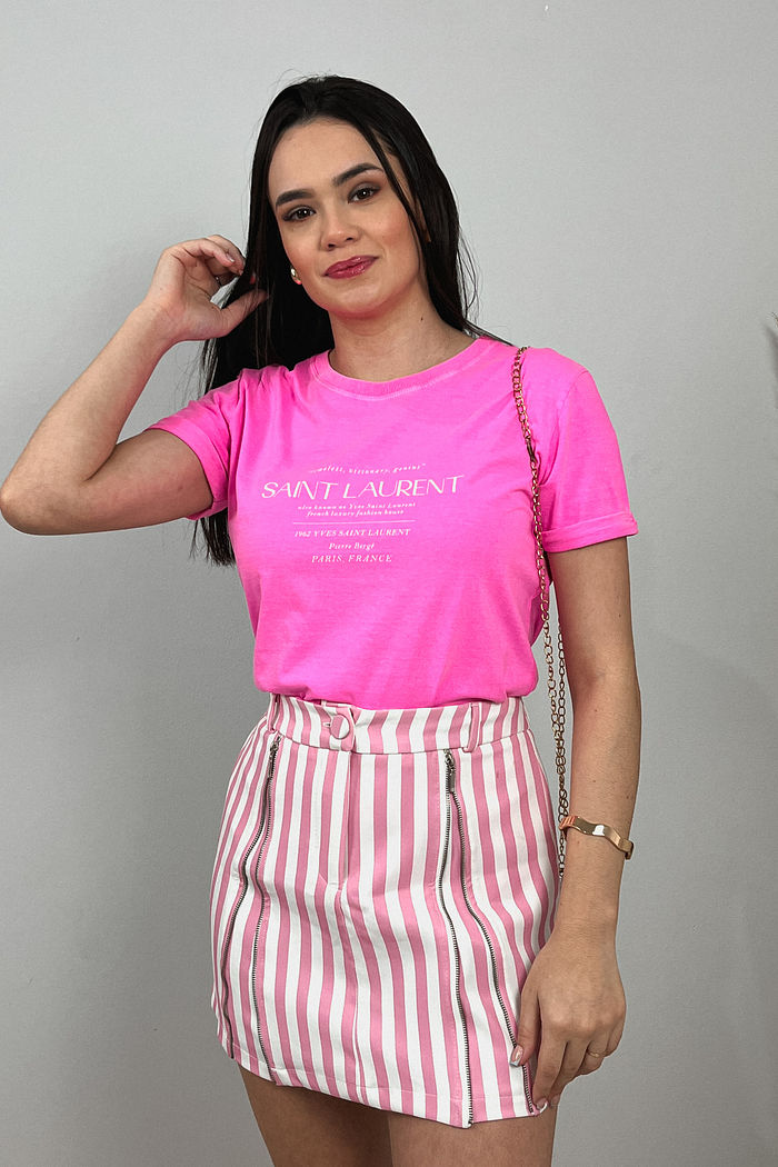 Tshirt Premium - Saint Laurent - Rosa