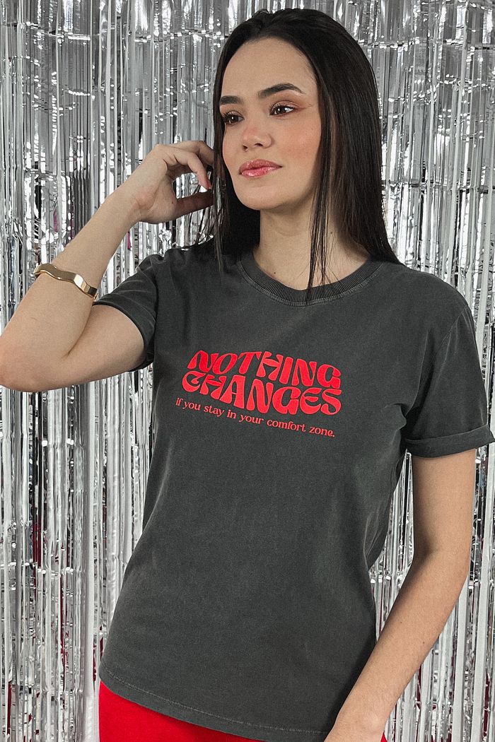 Tshirt Premium - Nothing Changes - Cinza Estonado