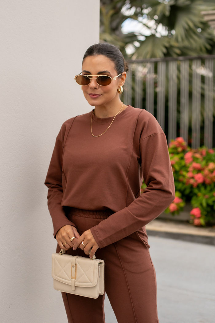 Conjunto de Molecotton Gaby - Marrom