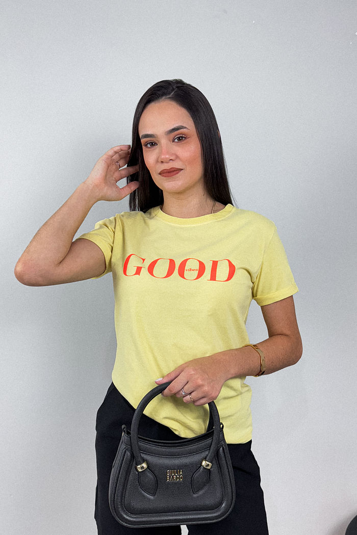 Tshirt Premium - Good Vibes - Amarela
