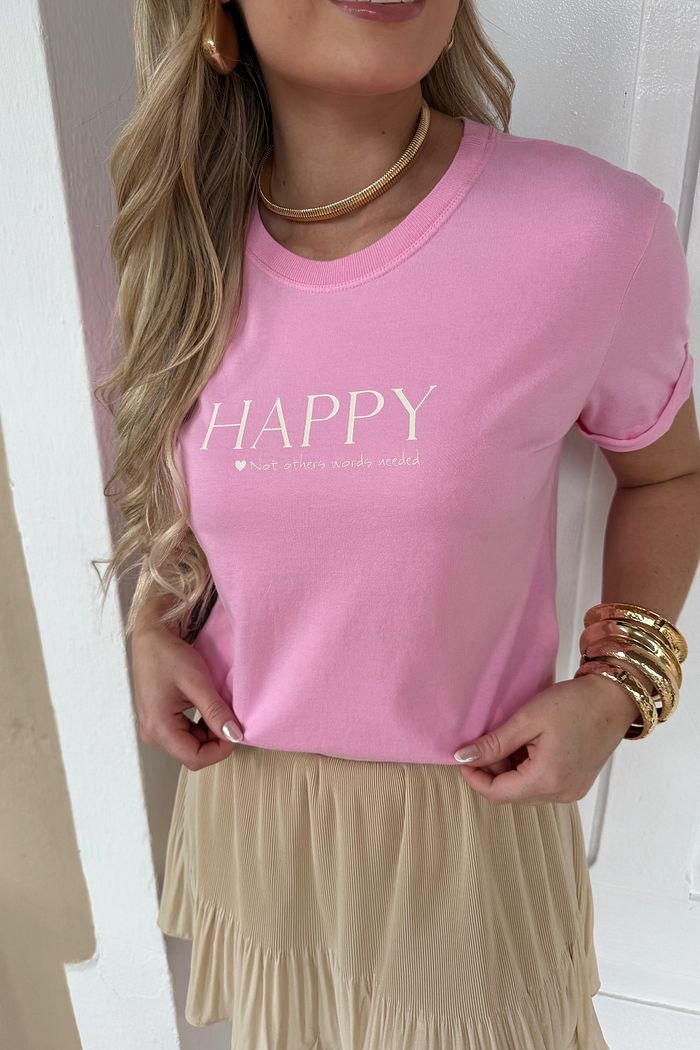 Tshirt Premium - Happy - Rosa