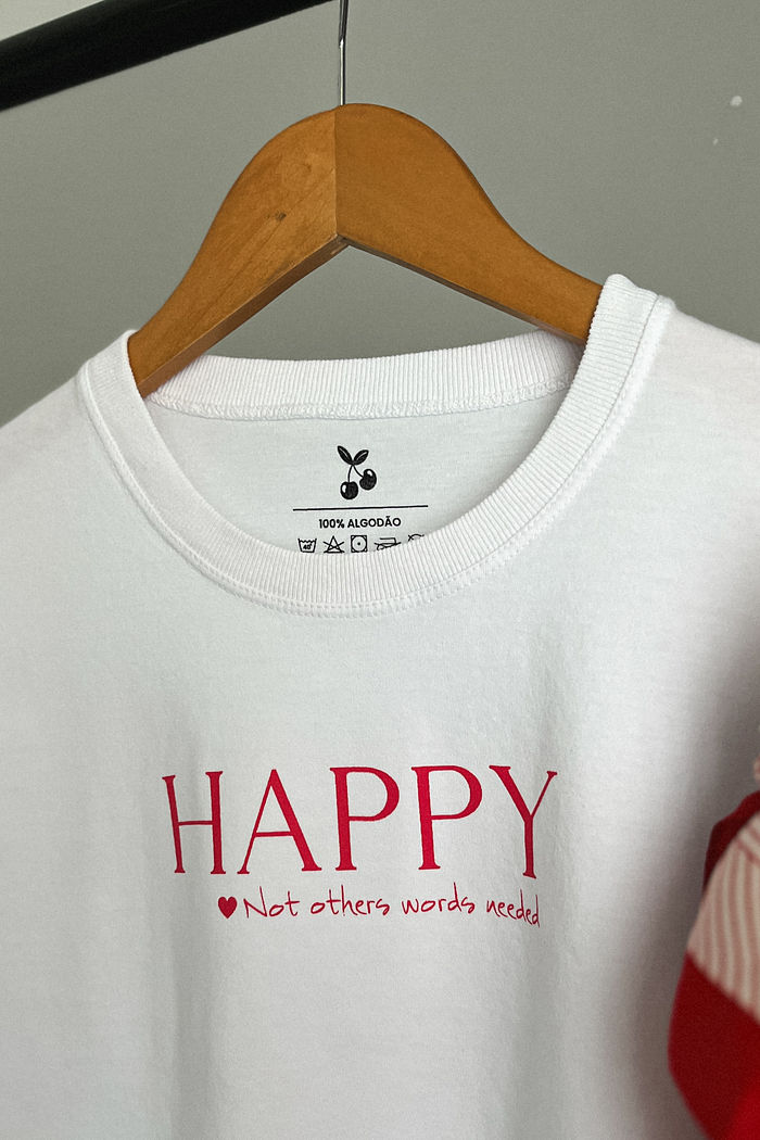 Cropped Oversized - Happy - Branca