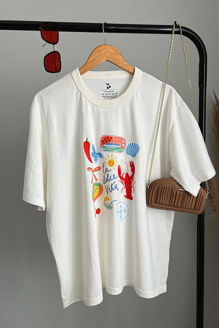 T-shirt Oversized - Lagosta Dolce Vita - Off White