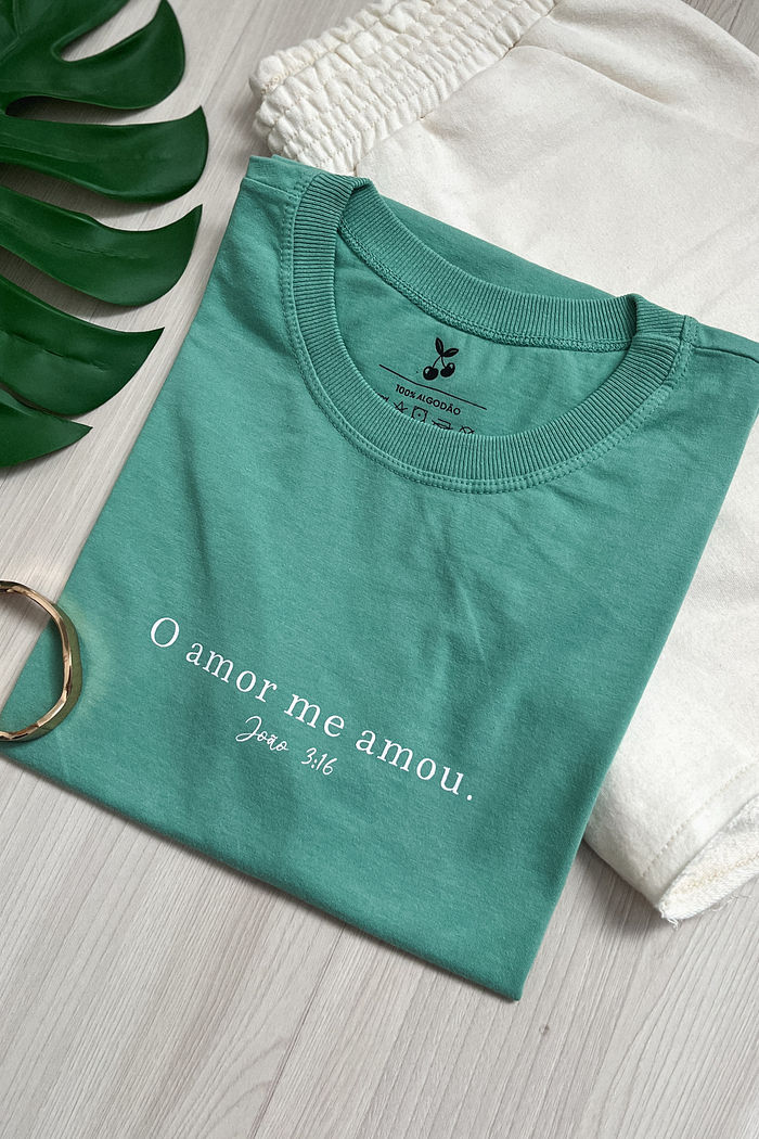 Tshirt Premium - O Amor me Amou - Verde Oliva