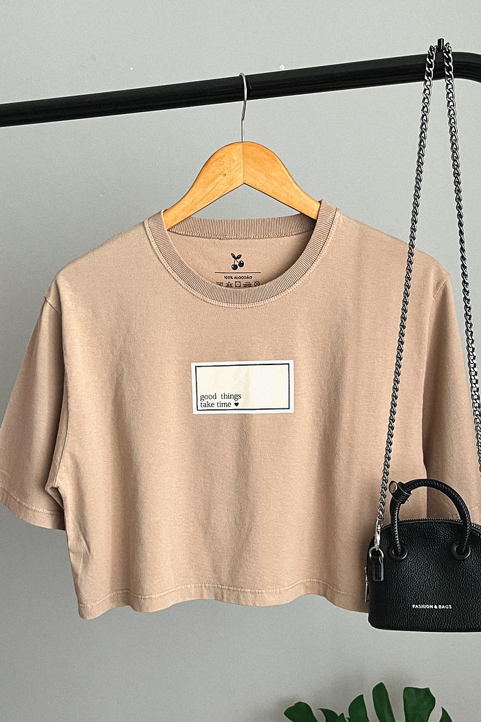 Cropped Oversized - Good Things - Bege