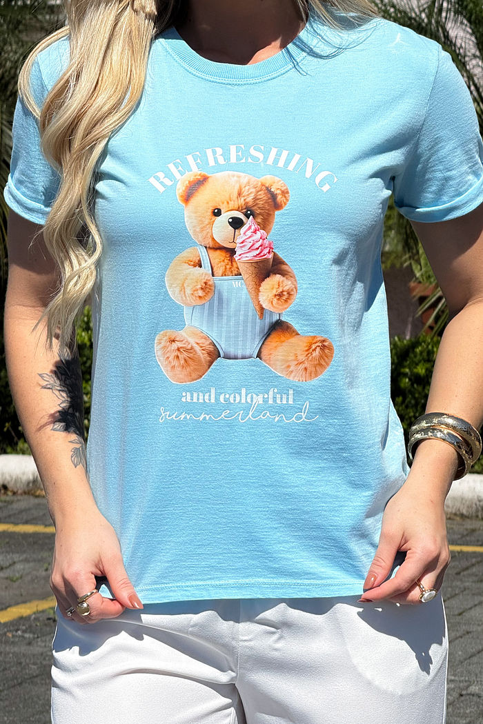 Tshirt Premium - Teddy Summer DTF - Azul