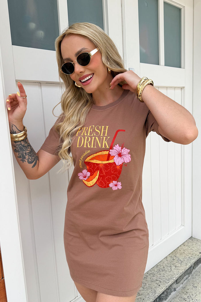 Vestido Tee - Fresh Drink - Marrom