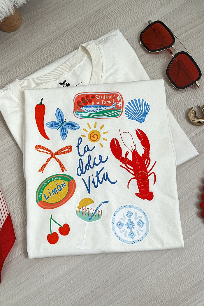 Tshirt Premium - Lagosta Dolce Vita DTF - Off White