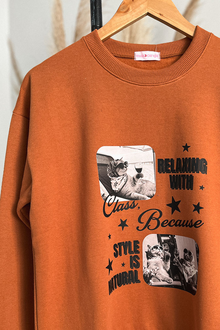 Conjunto de Moletom Sofy com Estampa - Ferrugem