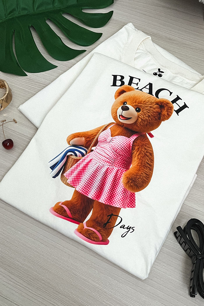 Tshirt Premium - Teddy Beach DTF - Off White