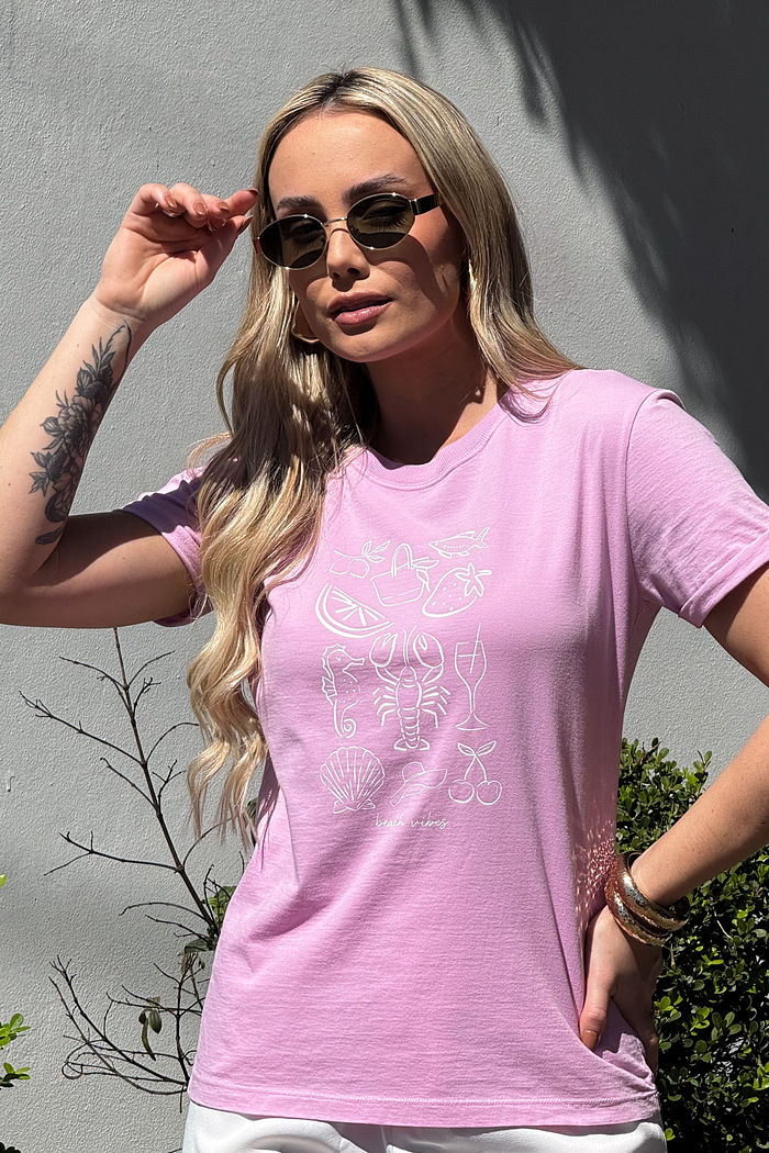 Tshirt Premium - Beach Vibes - Rosa