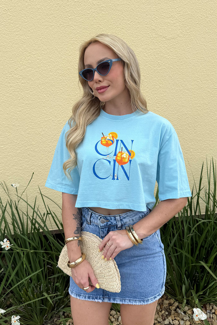 Cropped Oversized - Cin Cin - Azul Bebê