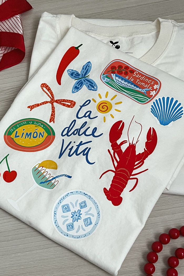 Tshirt Premium - Lagosta Dolce Vita DTF - Off White