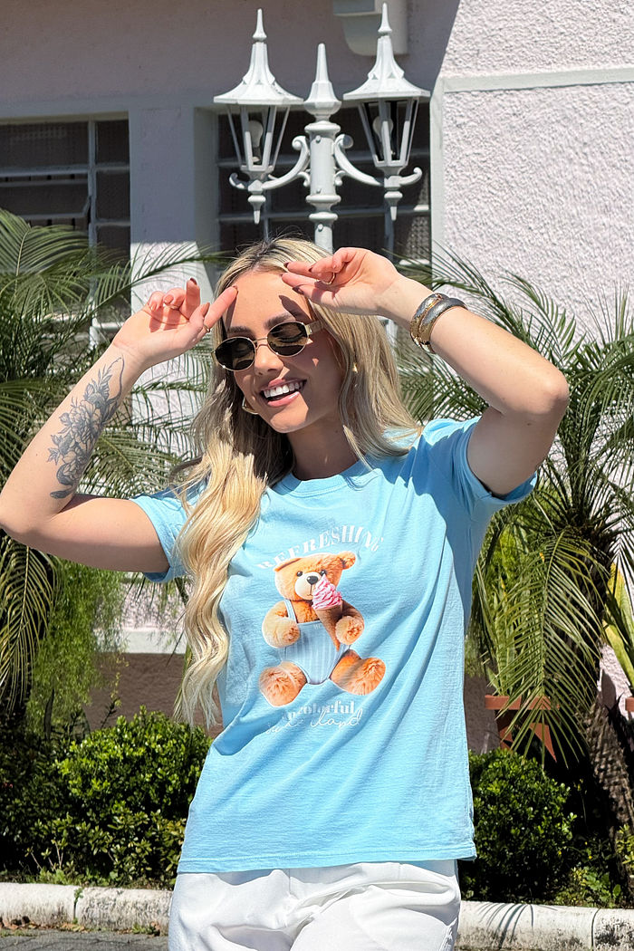 Tshirt Premium - Teddy Summer DTF - Azul