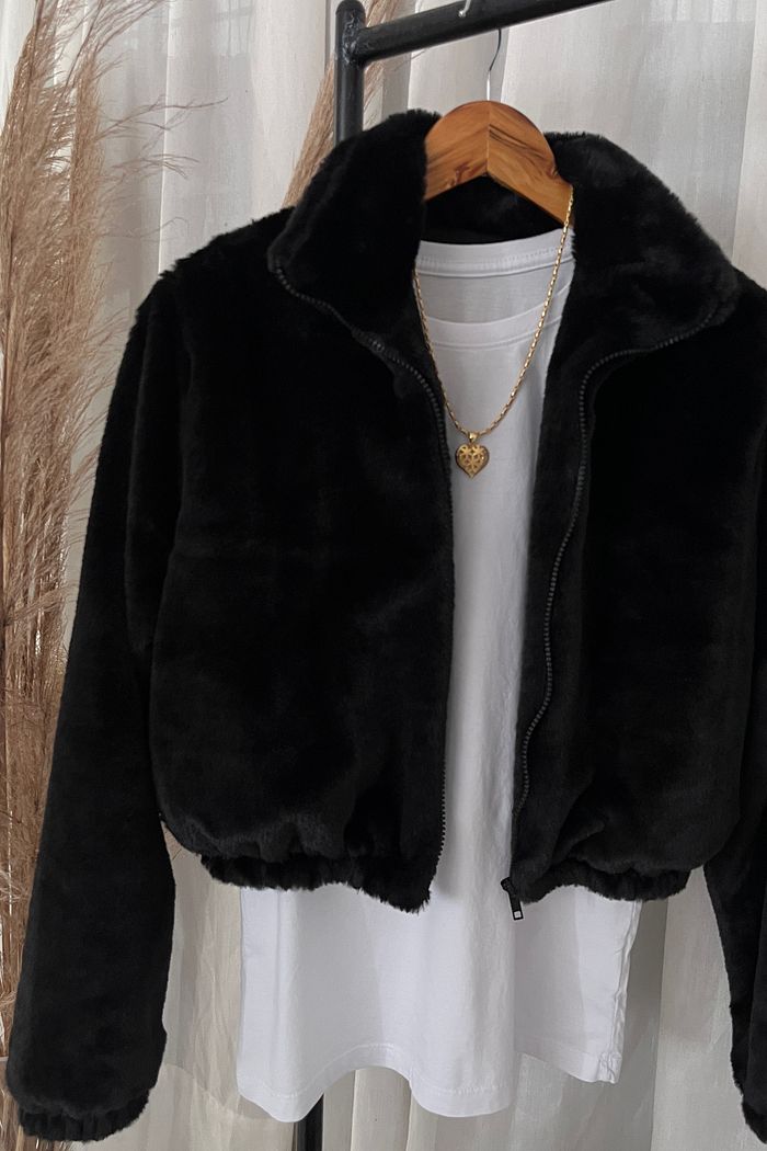 Casaco Teddy Curto - Preto
