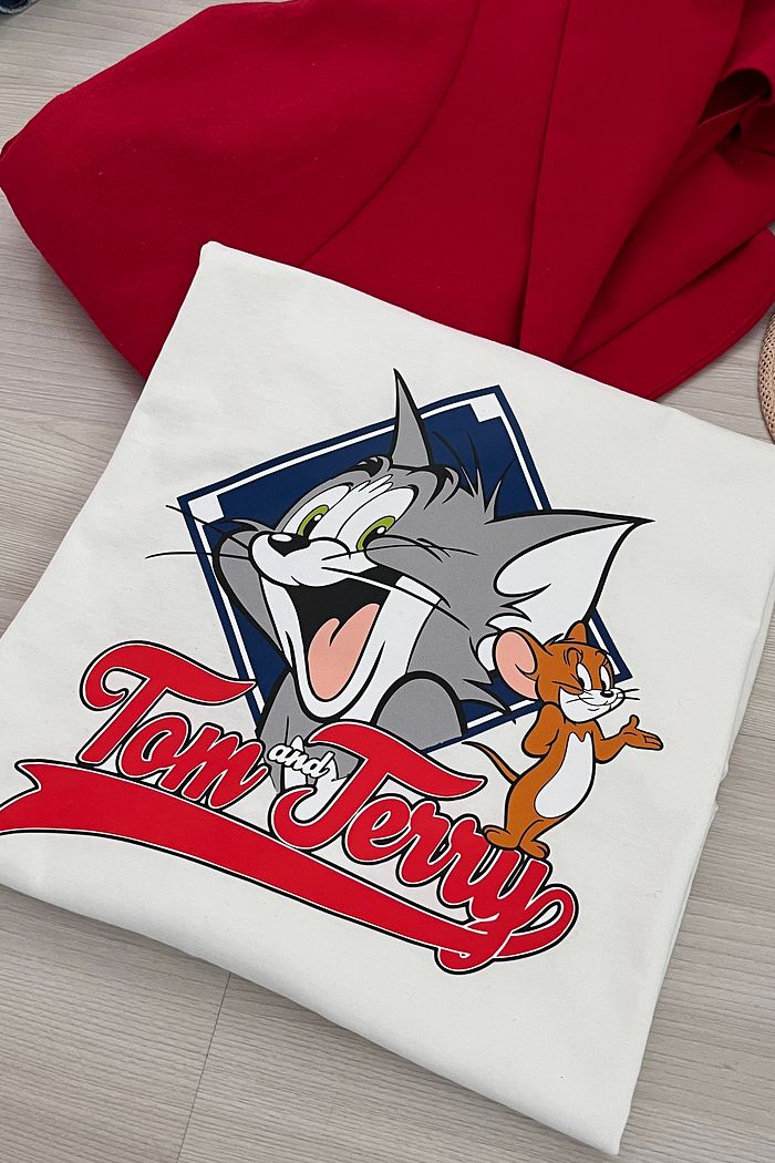 T-shirt Oversized - Tom and Jerry - Off White