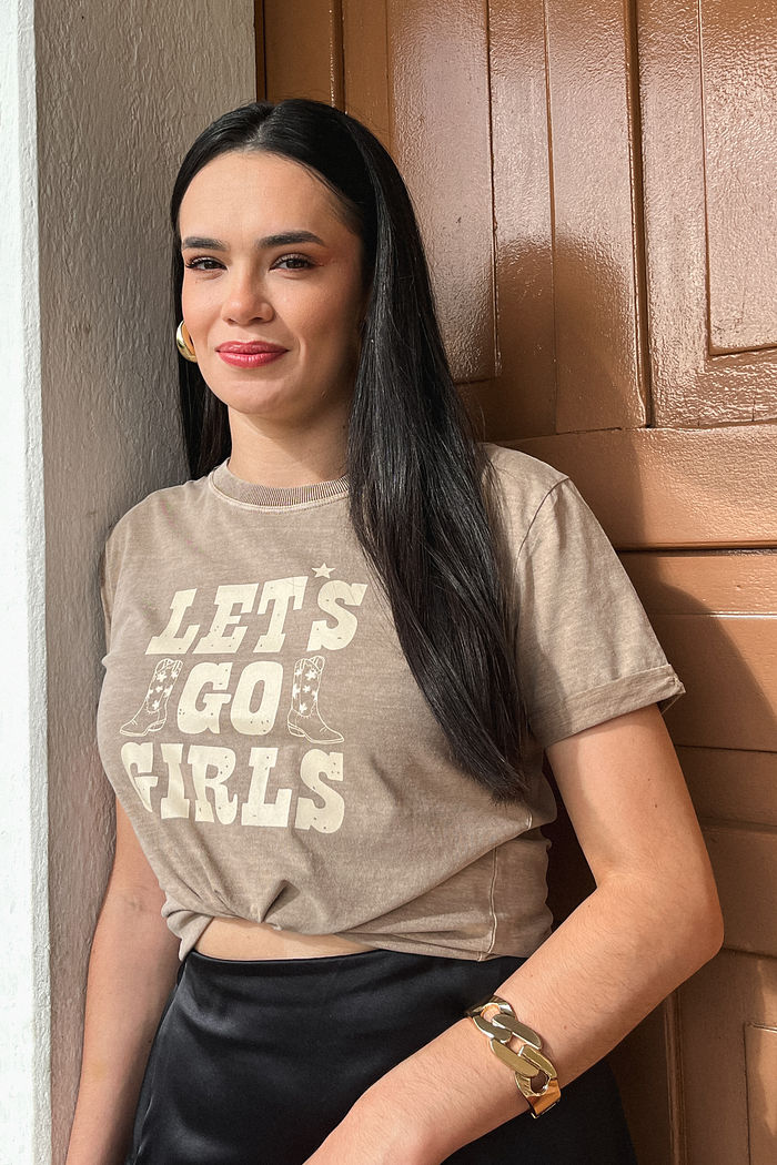 Tshirt Premium - Lets go - Bege Estonado