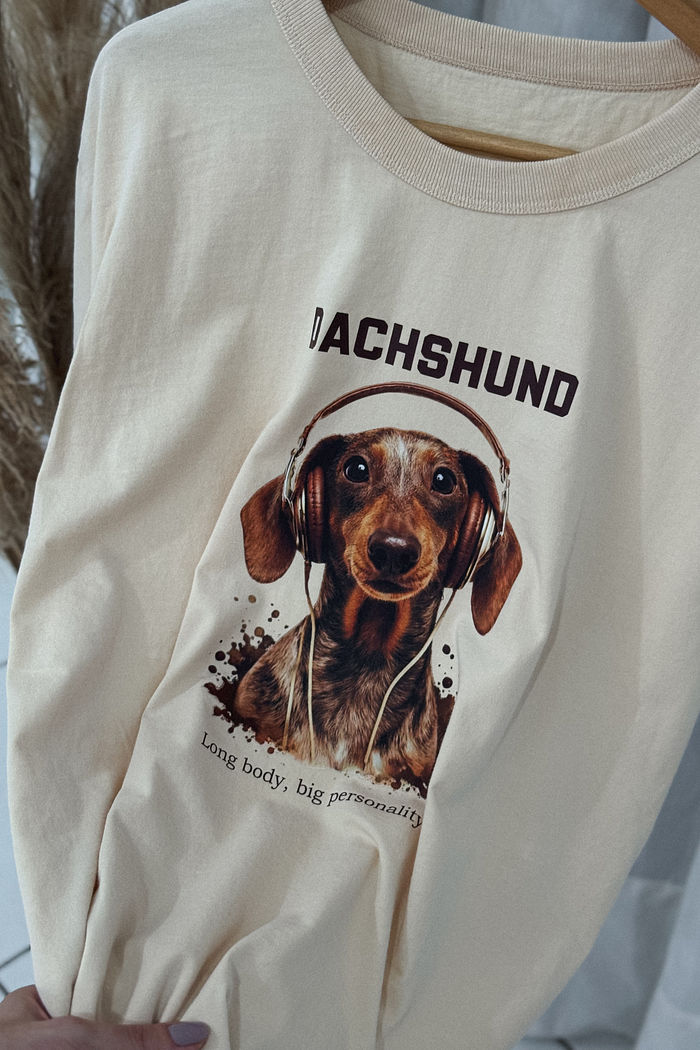 T-shirt Oversized - Dachshund - Bege