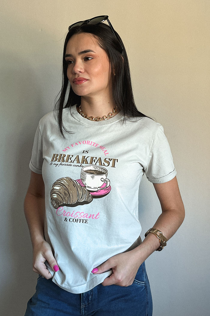 Tshirt Premium - Breakfast - Cinza Claro