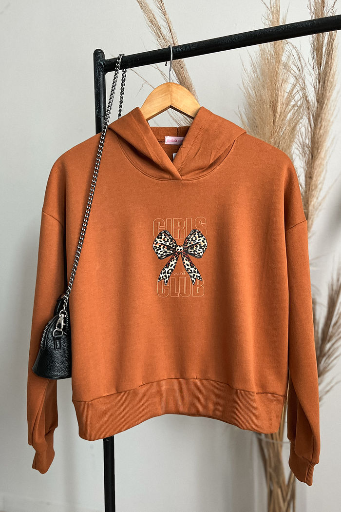 Blusa de Moletom Peluciada - Laço - Ferrugem