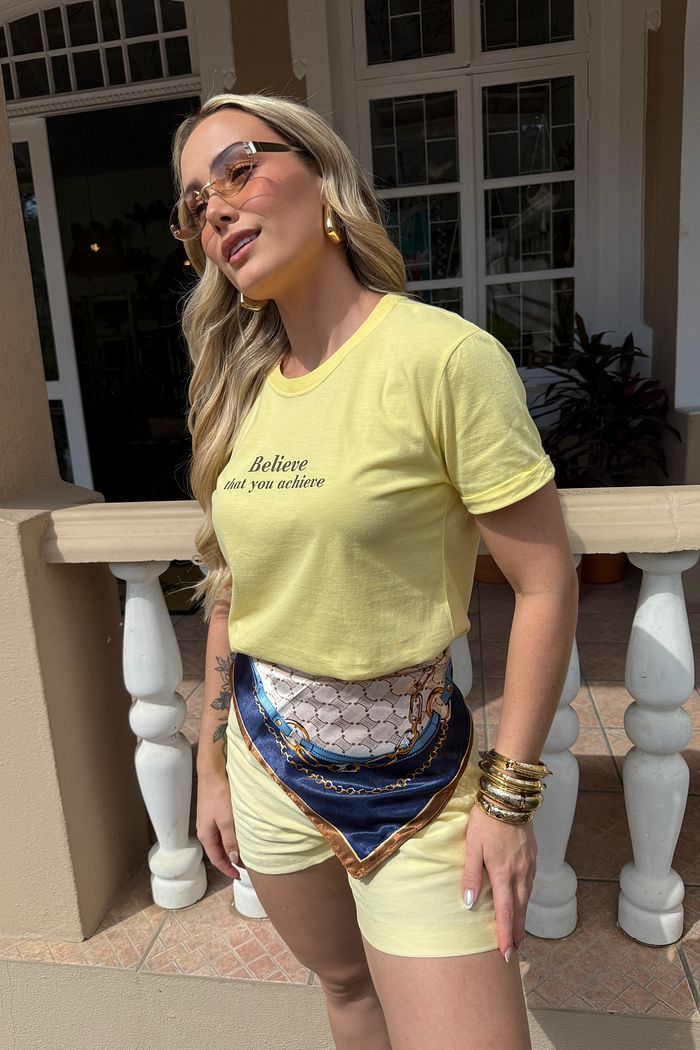 Tshirt Premium - Believe that you achieve - Amarelo