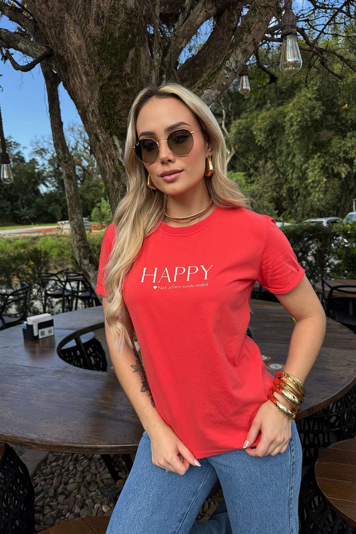 Tshirt Premium - Happy - Vermelho