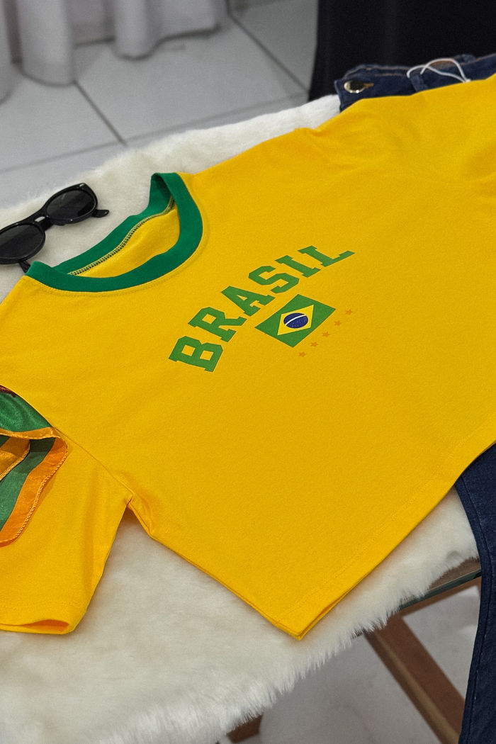 Cropped Oversized Copa Brasil - Amarelo