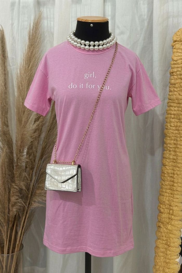 Vestido Tee - Girl, do it for you - Rosa