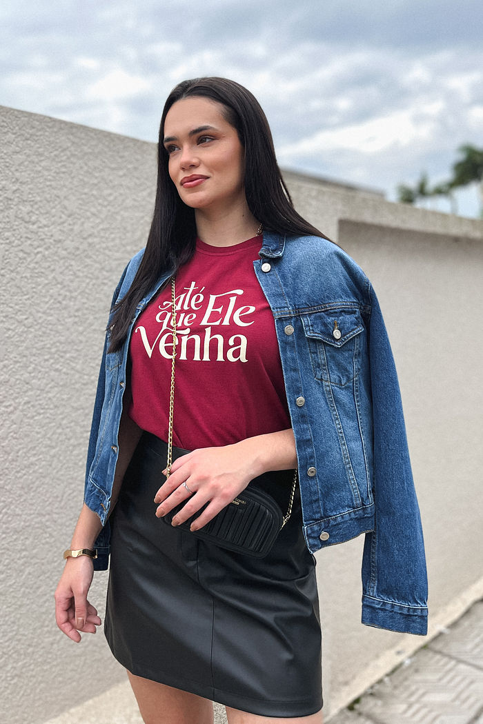 Tshirt Premium - Até que Ele venha - Vinho