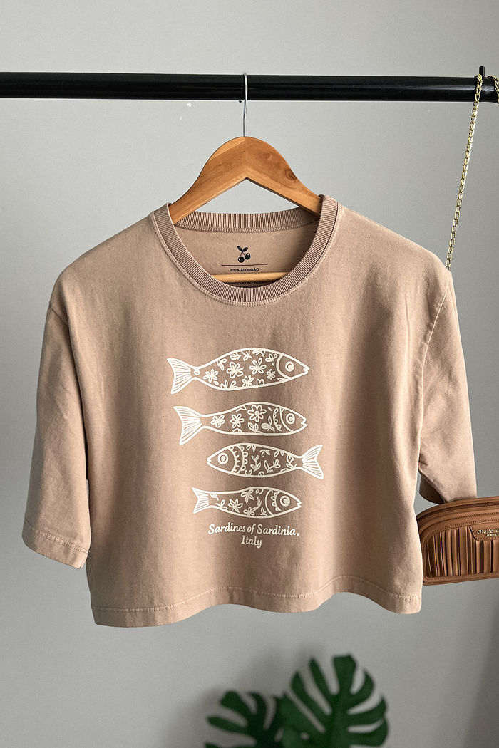 Cropped Oversized - Sardinha - Bege