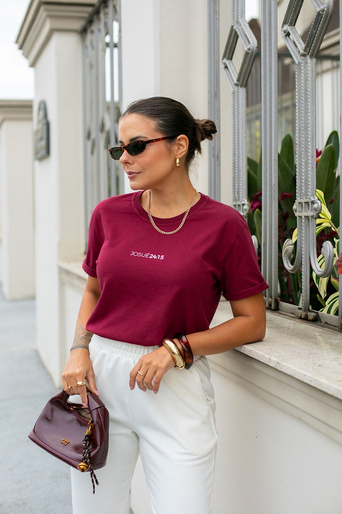 Tshirt Premium - Josué 24:15 - Vinho