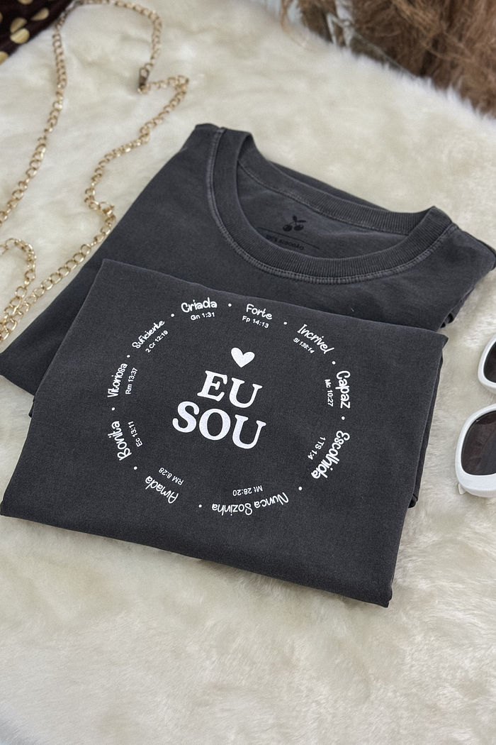 Tshirt Premium - Eu Sou - Cinza Estonado