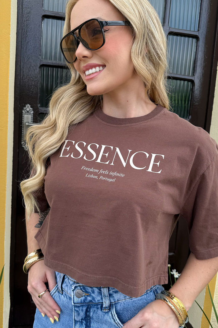 Cropped Oversized - Essence - Marrom