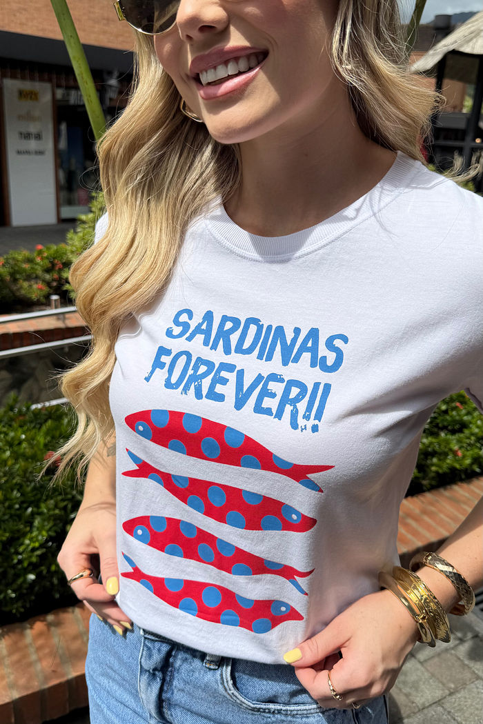 Tshirt Premium - Sardinas Forever - Branca