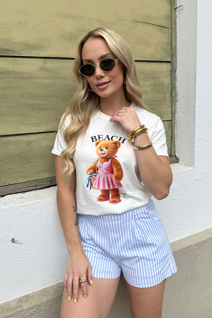 Tshirt Premium - Teddy Beach DTF - Off White