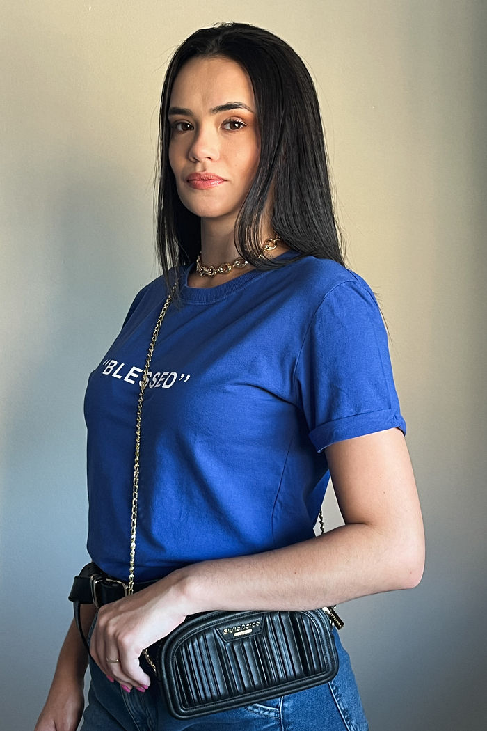 Tshirt Premium - Blessed - Azul Bic