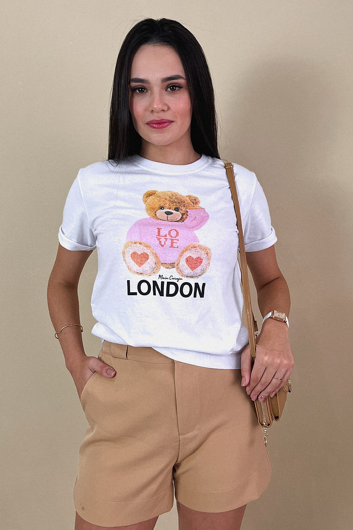 Tshirt Premium - Teddy London - Branco