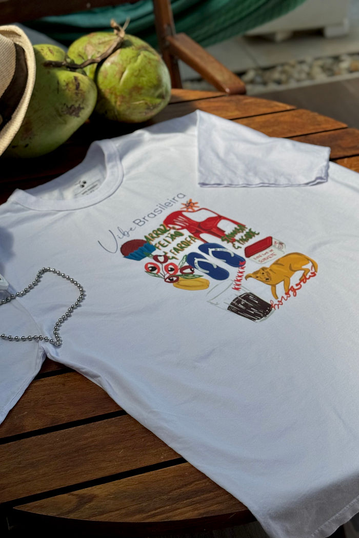 T-shirt Oversized - Vibe Brasileira DTF - Branca