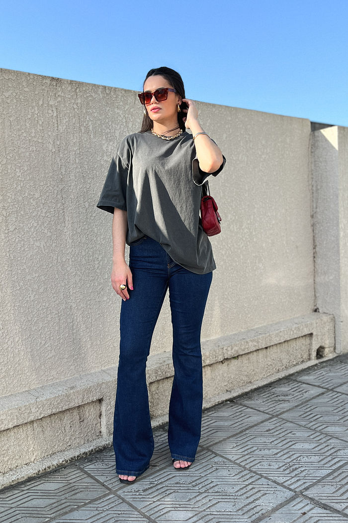 T-shirt Oversized - Salmos 91 - Cinza