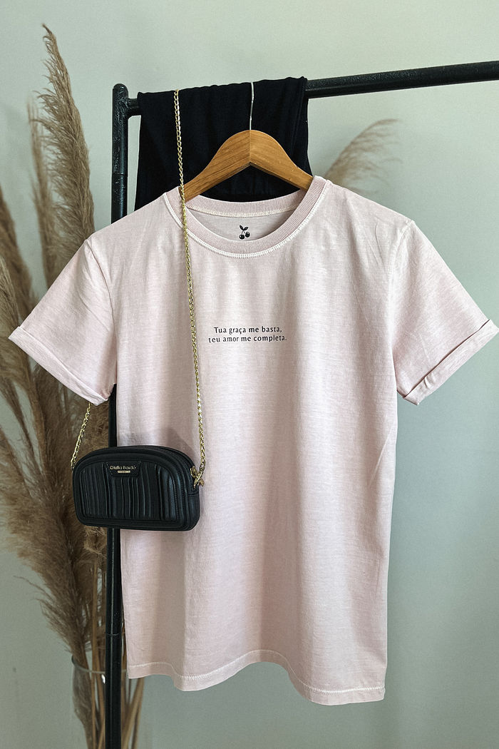 Tshirt Premium - Tua Graça me Basta - Rose