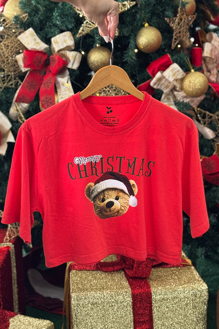 Cropped Oversized - Marryy Christmas DTF - Vermelho