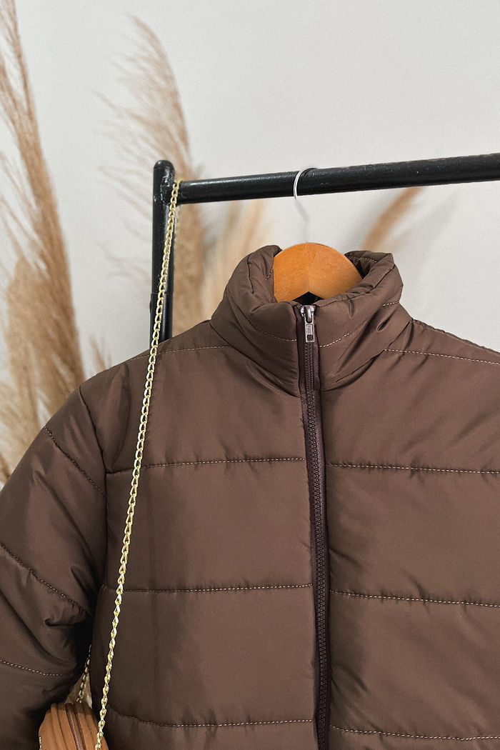 Jaqueta Puffer Meia Cereja - Marrom