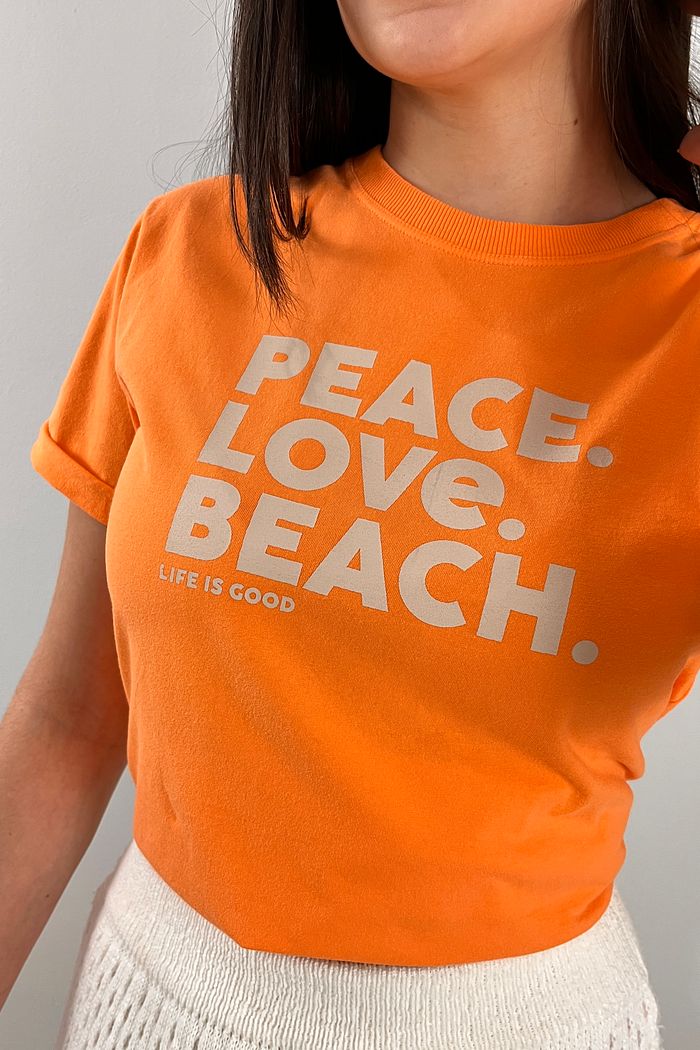 Tshirt Premium - Peace Love Beach - Laranja
