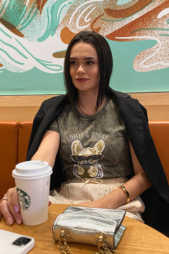 Tshirt Premium - Dog and Coffe - Marmorizado