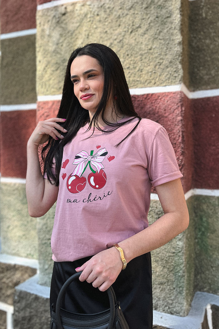 Tshirt Premium - Ma cherie - Rose