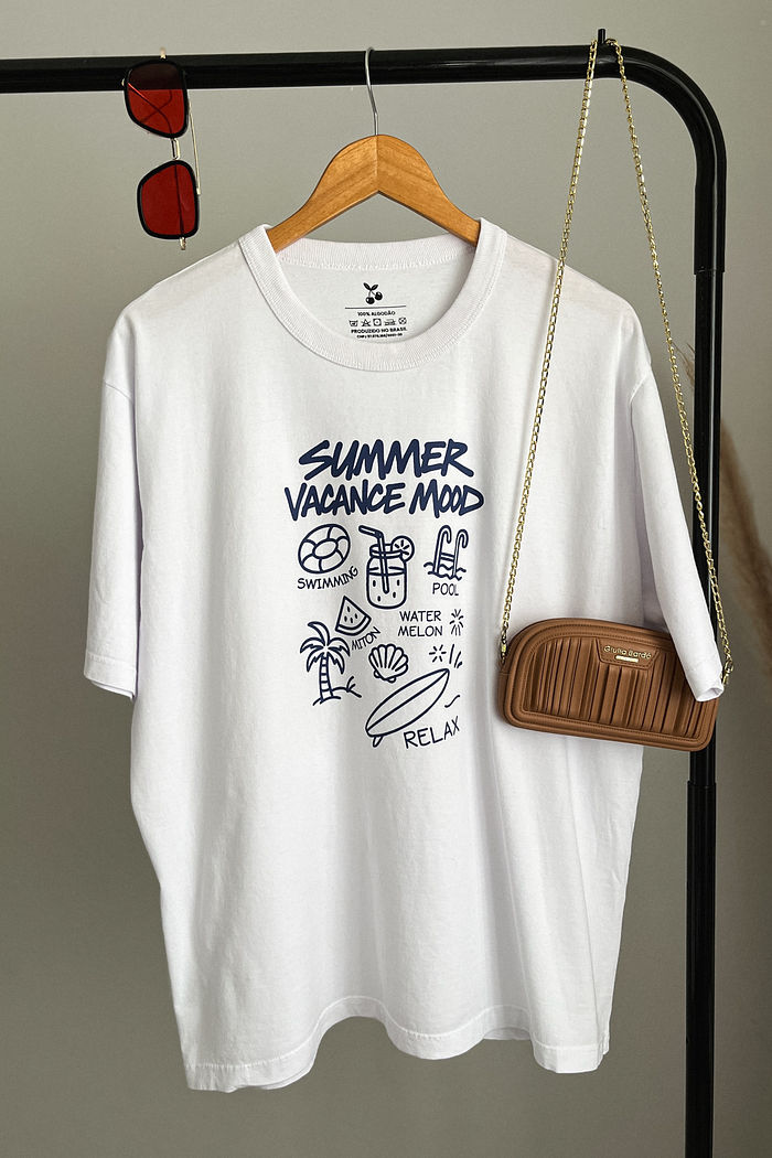 T-shirt Oversized - Summer Vacance -  Branca