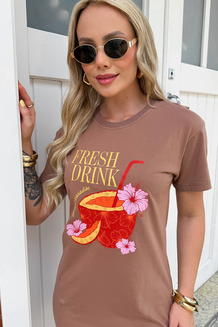 Vestido Tee - Fresh Drink - Marrom